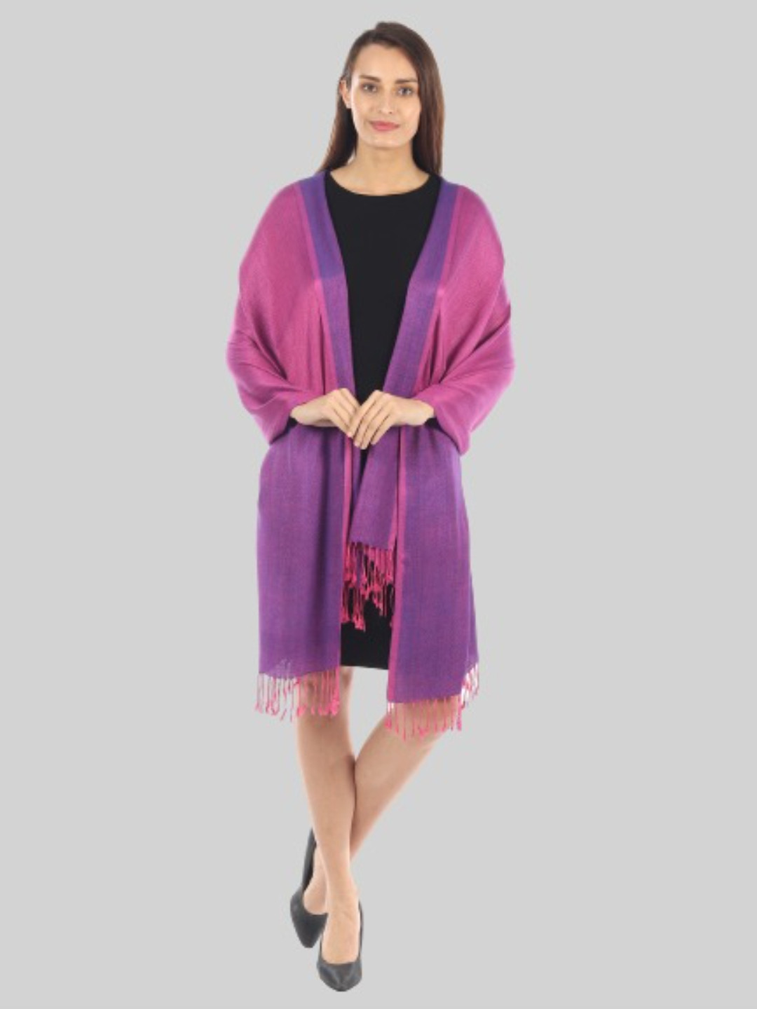 MUFFLY Women Pink & Purple Woven Design Stole
