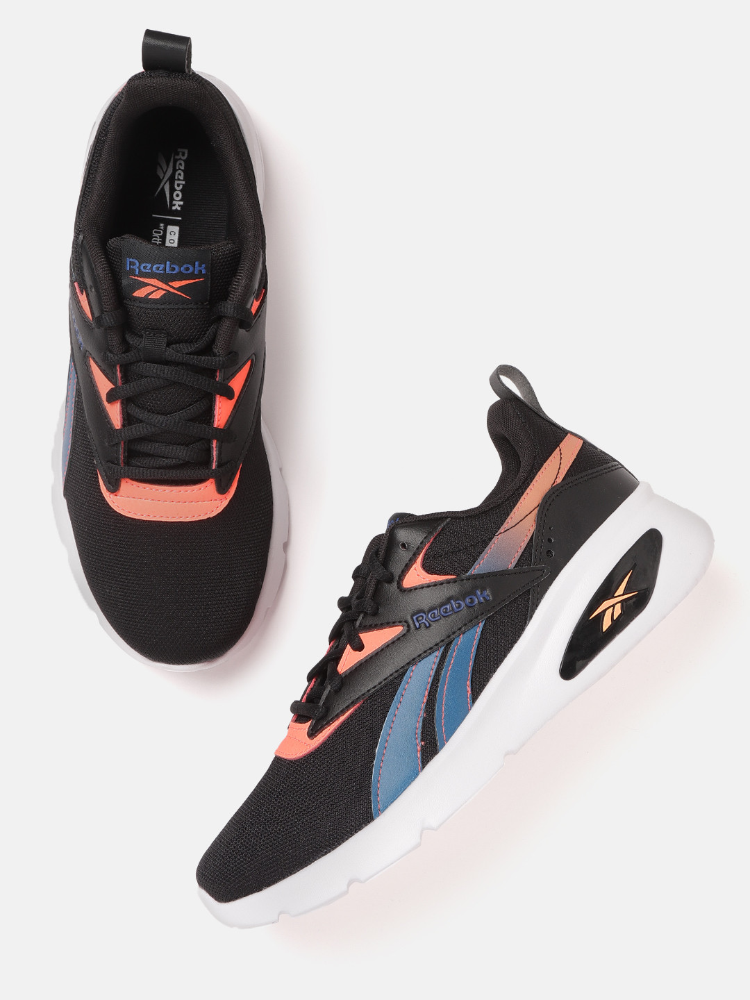 Reebok Classic Unisex Black & Blue Rider V Woven Design Sneakers