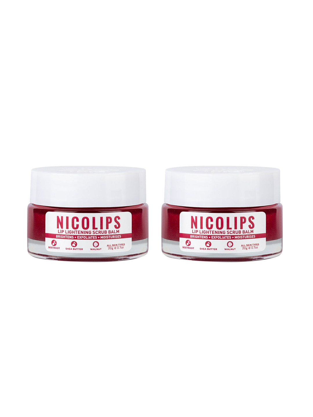 Bella Vita Organic Set of 2 NicoLips Lip Brightening Scrub Balm with Beetroot - 20g each