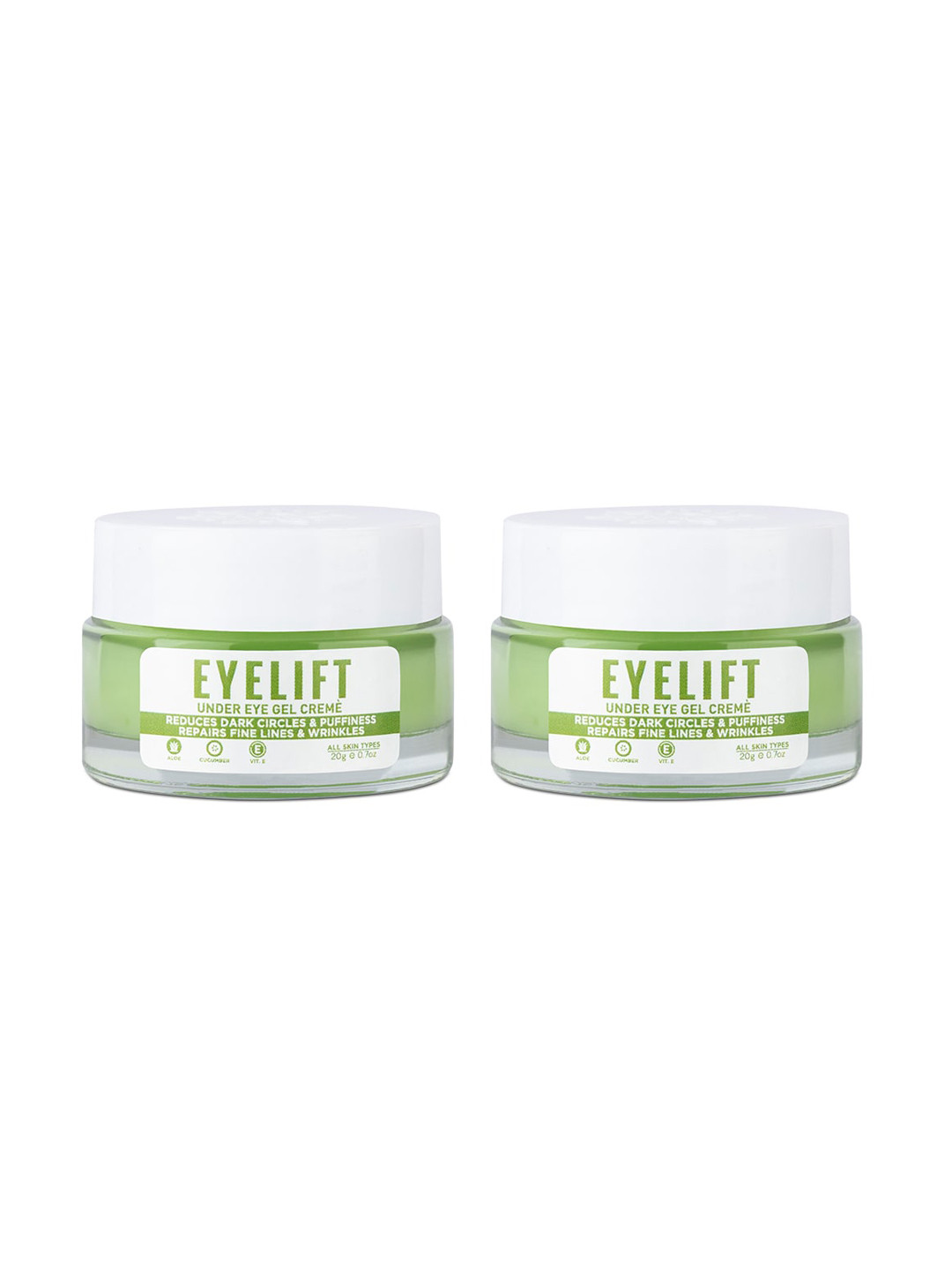 Bella Vita Organic Set of 2 Eyelift Under Eye Gel Creme with Cucumber & Aloe Vera-20g each