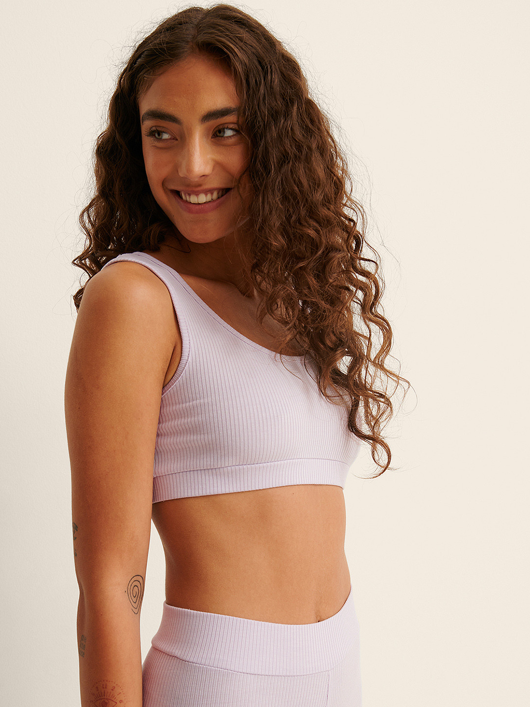 NA-KD Lavender Solid Work-Out Bra