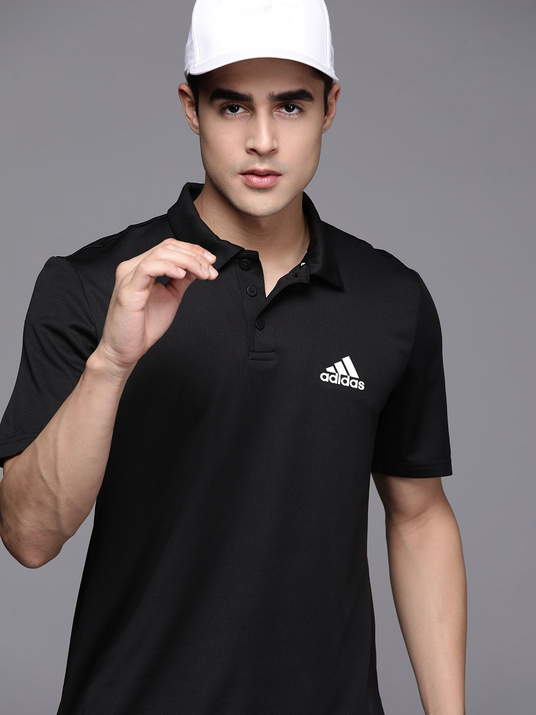 ADIDAS Men Black PL PS Solid T-Shirt