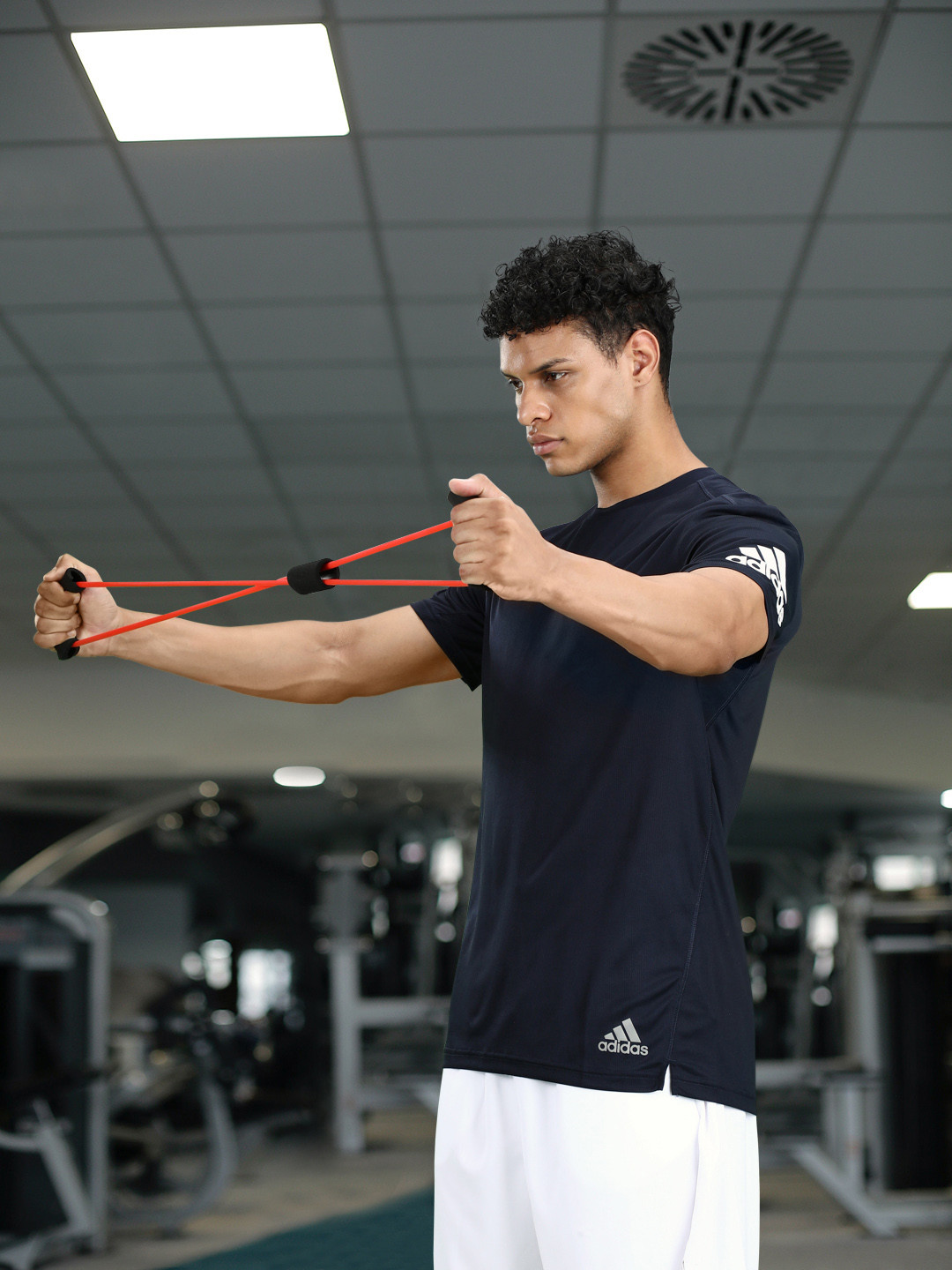 ADIDAS Men Navy Blue Printed T-shirt