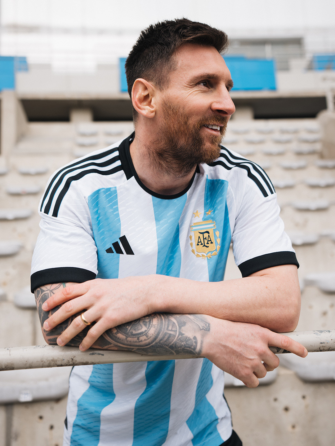 ADIDAS Men White & Blue Striped FIFA WC'22 Football AFA Home Argentina Der Fit JSY