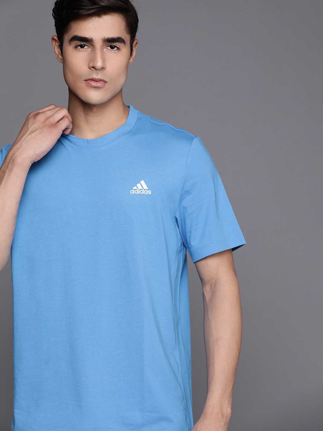 ADIDAS Men Blue Solid Sustainable T-shirt