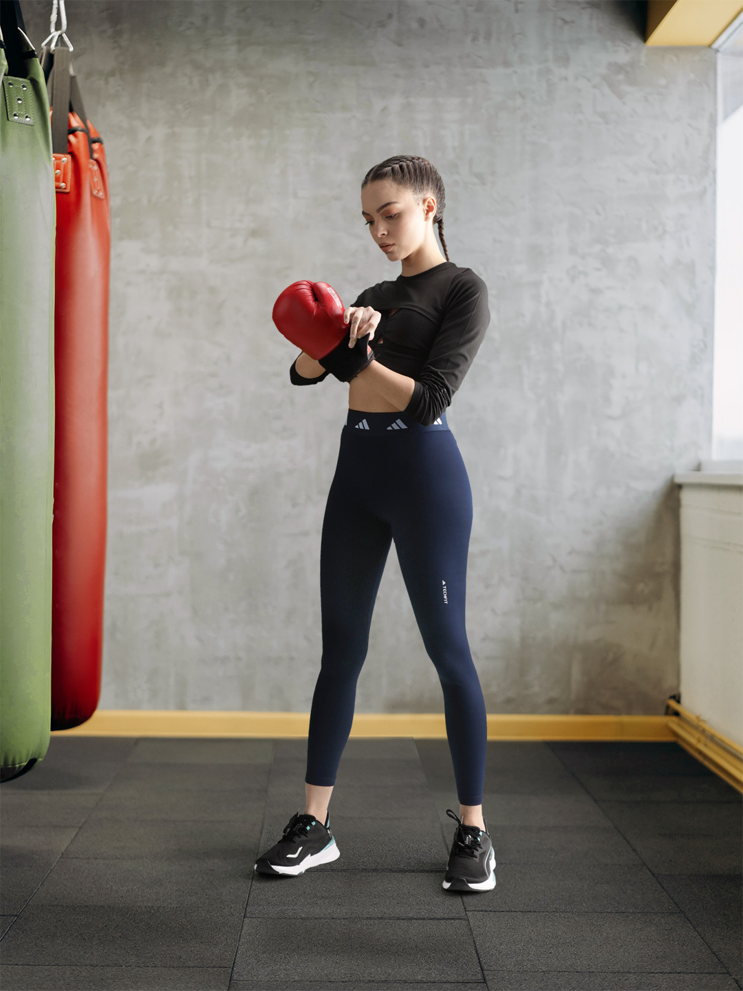 ADIDAS Women Navy Blue Solid TF BASE 7/8 Tights