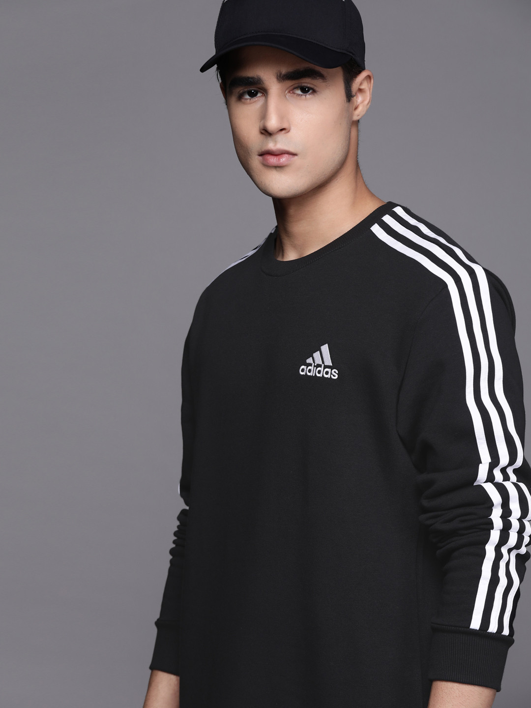 ADIDAS Men M 3S FL Solid Longline Sweatshirt