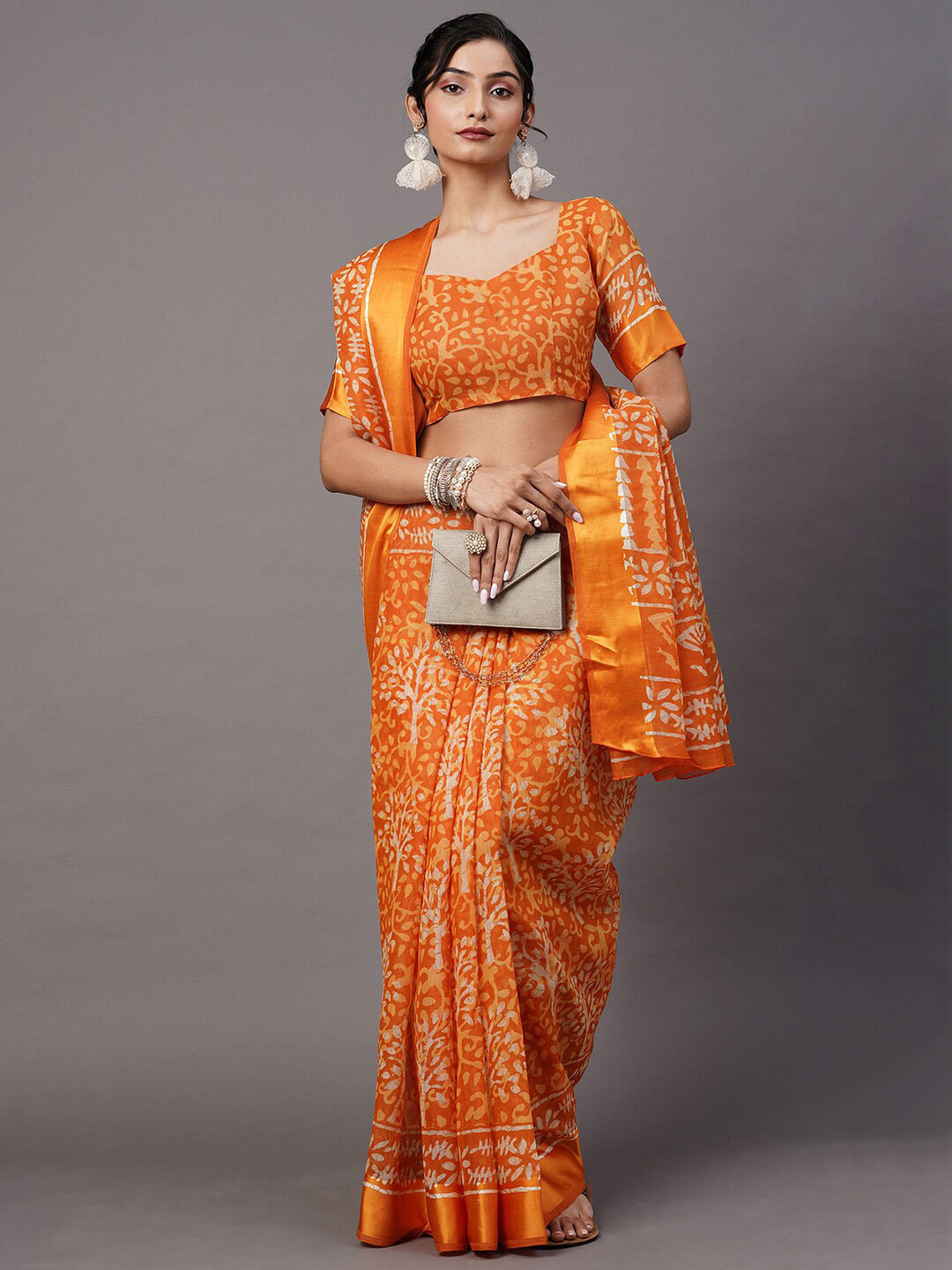 Mitera Mustard Batik Banarasi Saree
