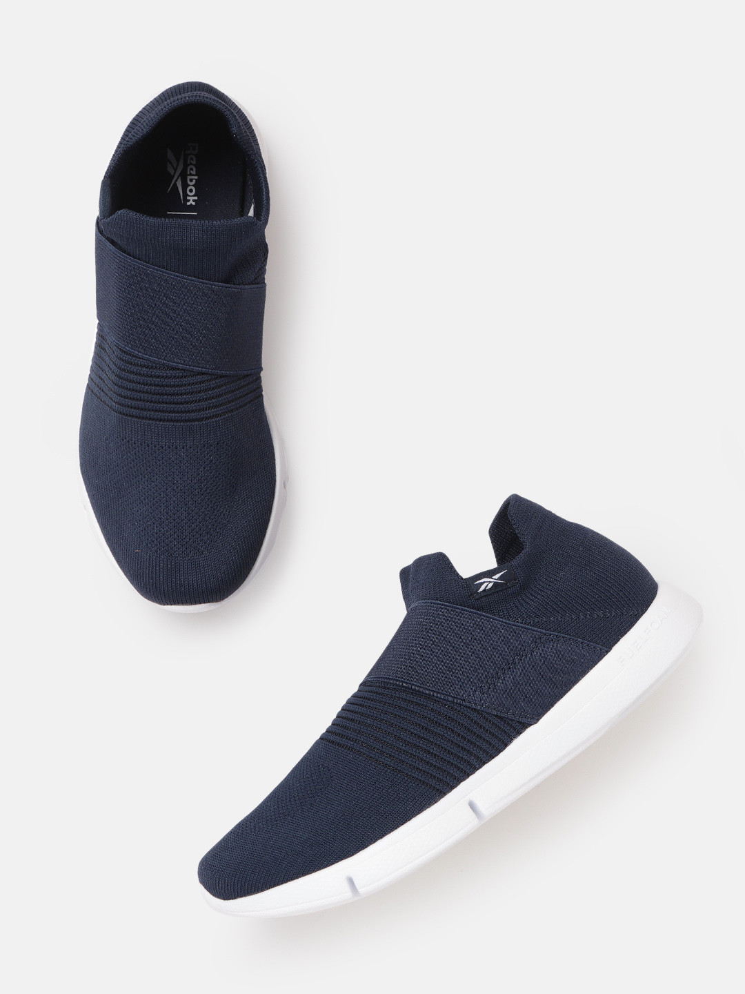 Reebok Women Navy Blue Woven Design DayStart Onlux Training Slip-Ons