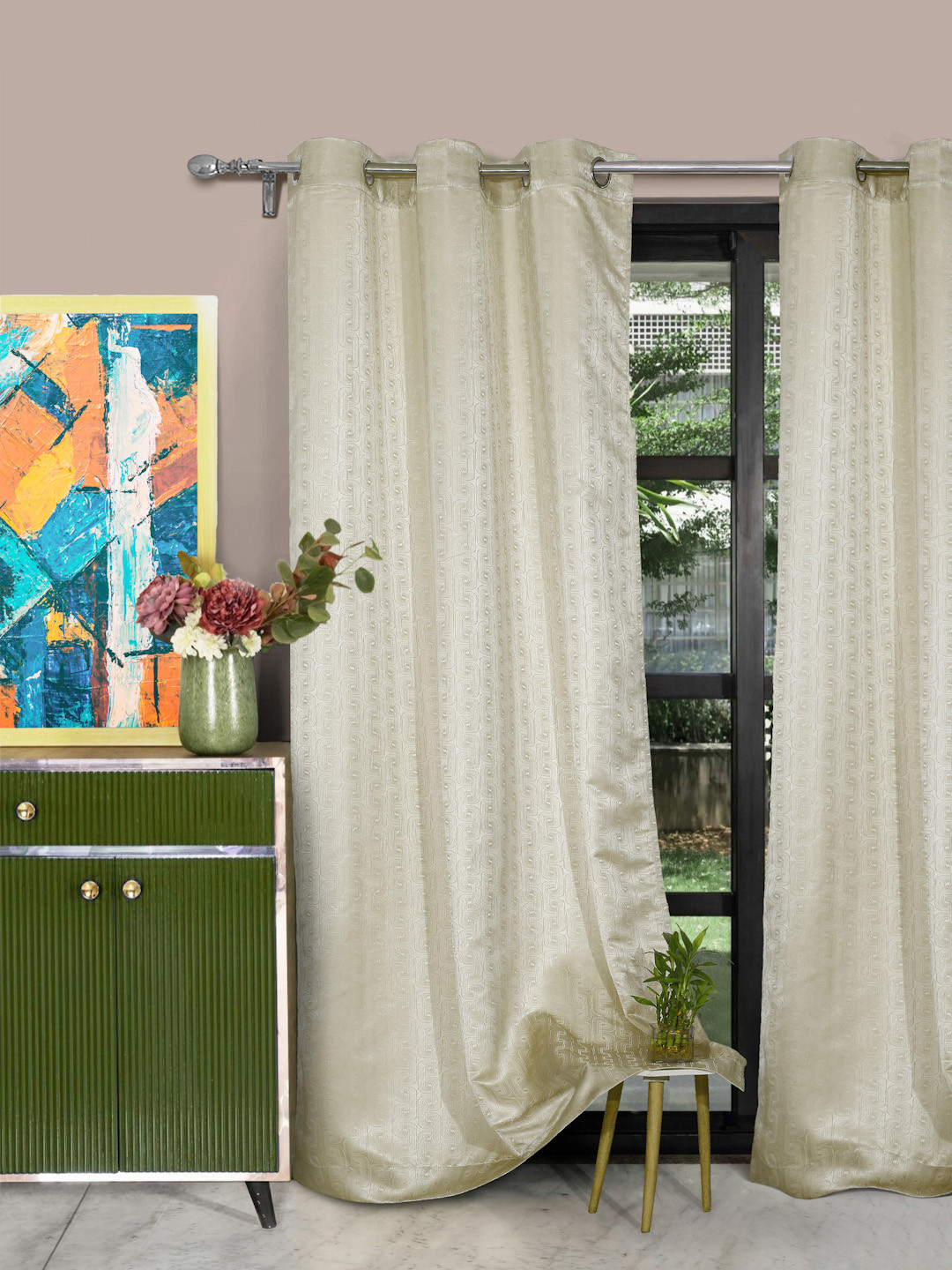 ROSARA HOME Unisex Beige Curtains and Sheers