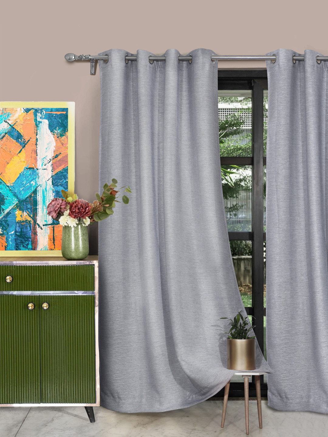 ROSARA HOME Unisex Grey Curtains and Sheers