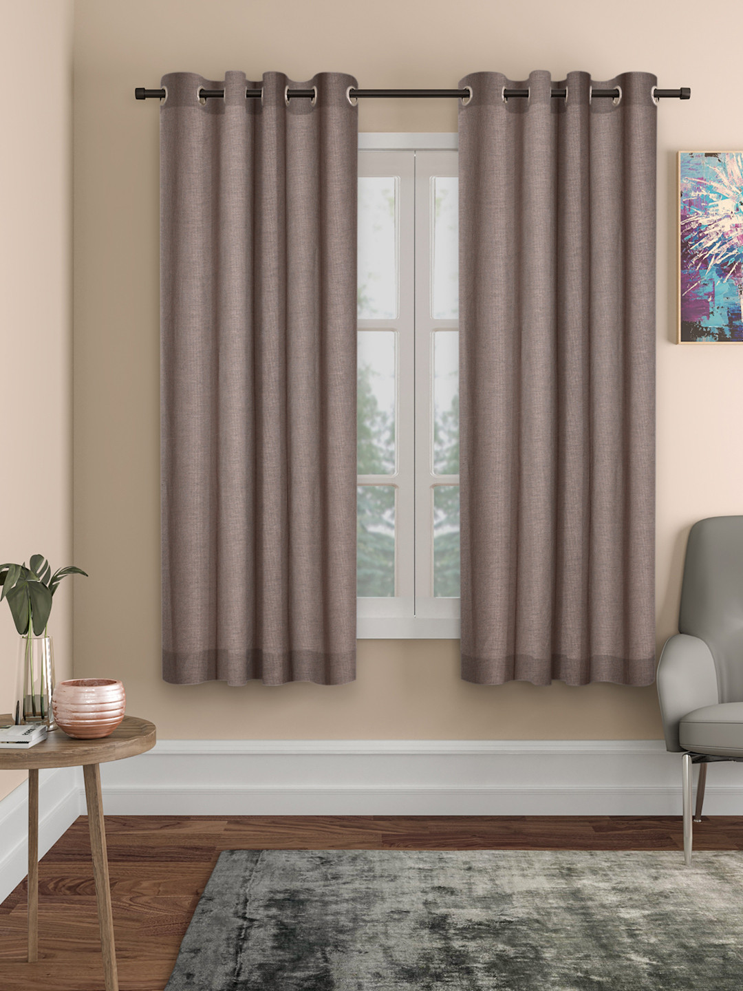ROSARA HOME Unisex Mauve Curtains and Sheers
