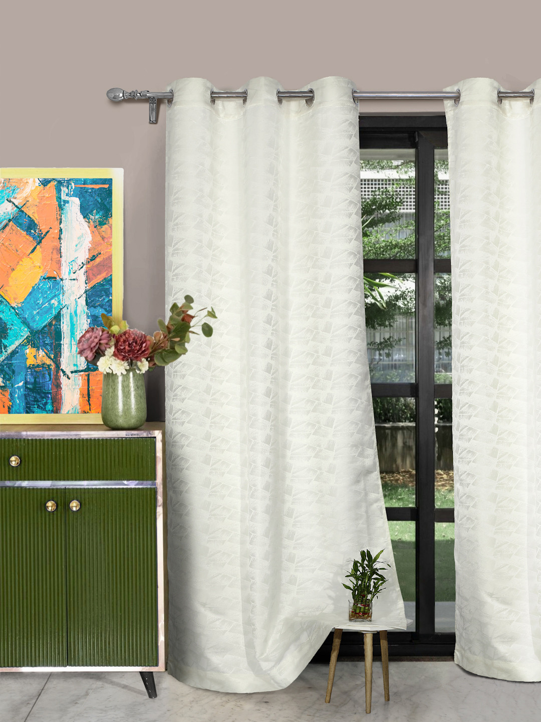ROSARA HOME Unisex Off White Curtains and Sheers
