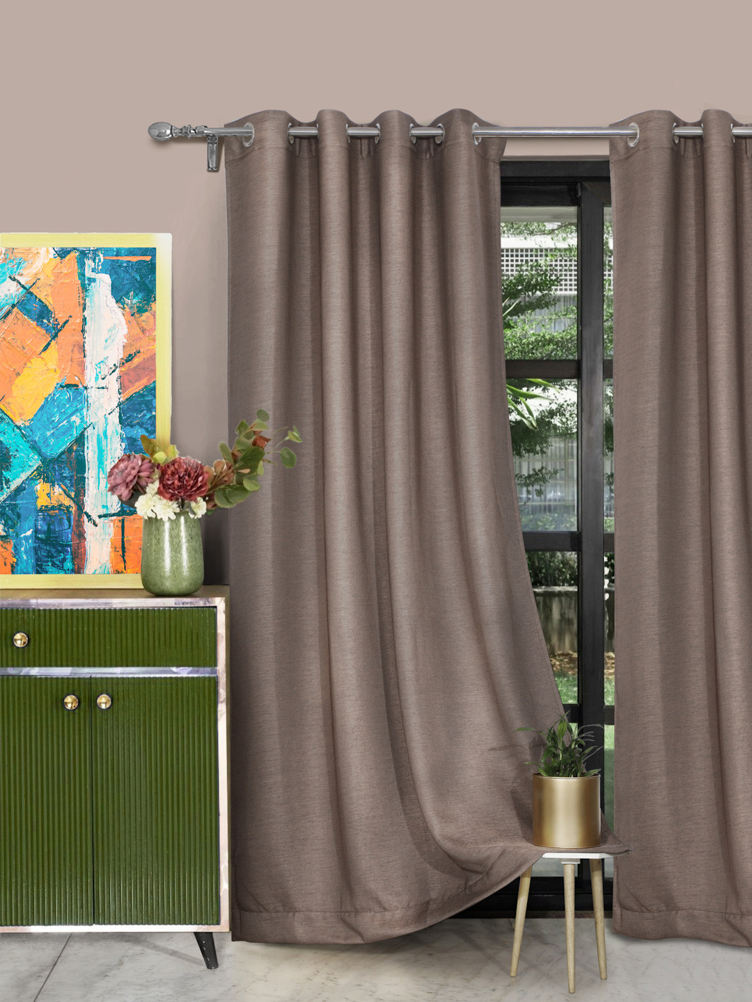 ROSARA HOME Unisex Mauve Curtains and Sheers
