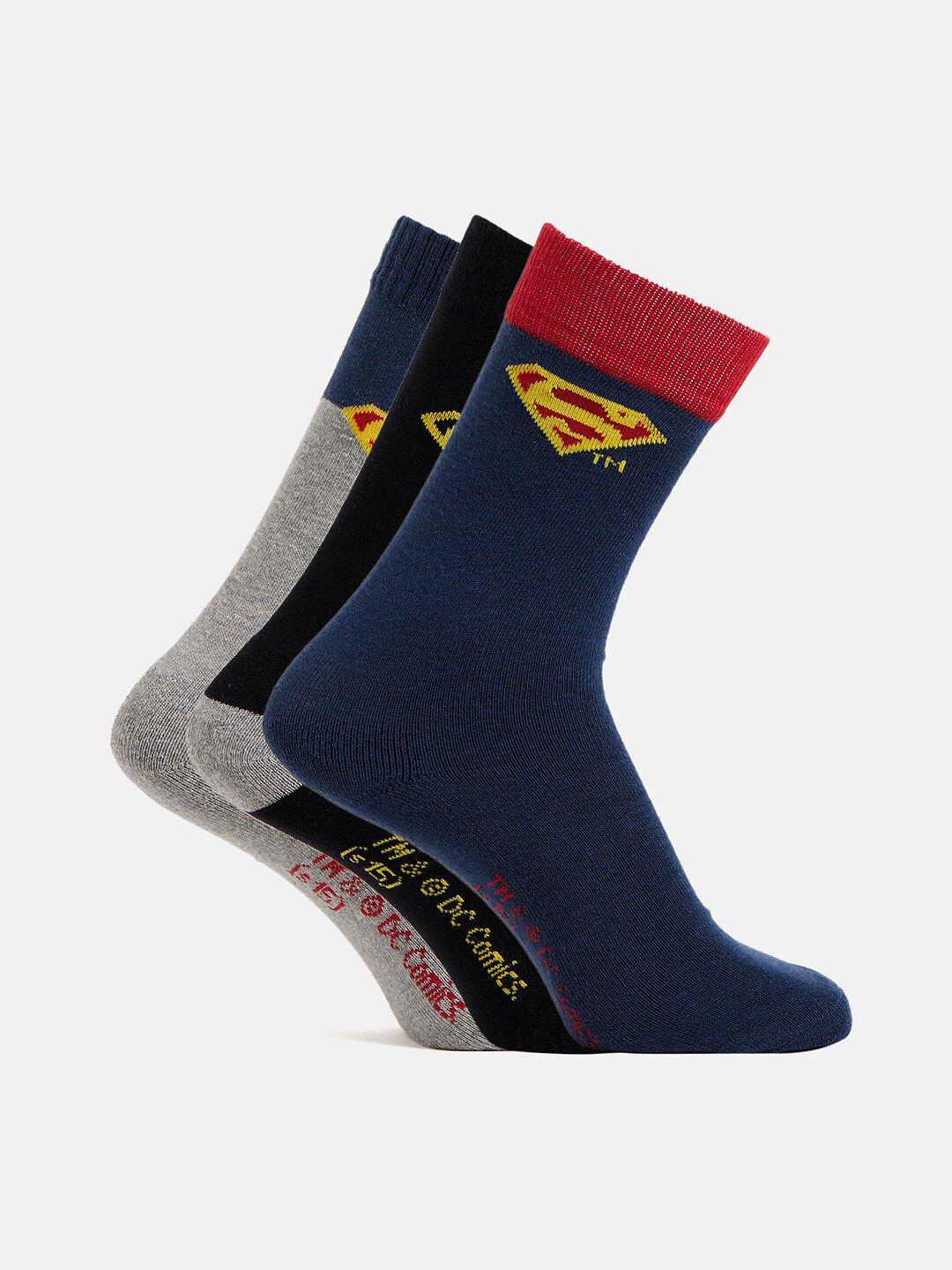 Camey Men Pack Of 3 Assorted Printed Cotton Calf-Length Socks