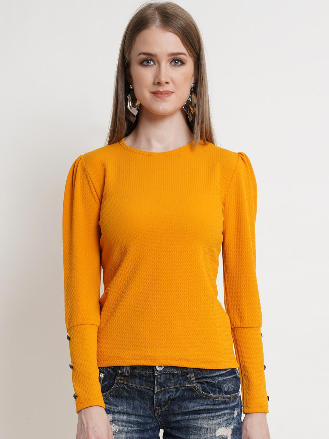Popwings Women Mustard Yellow Top