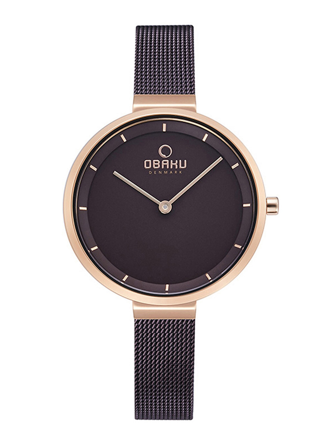 Obaku Women Brown Brass Dial & Brown Stainless Steel Bracelet Style Straps Analogue Watch V225LXVNMN