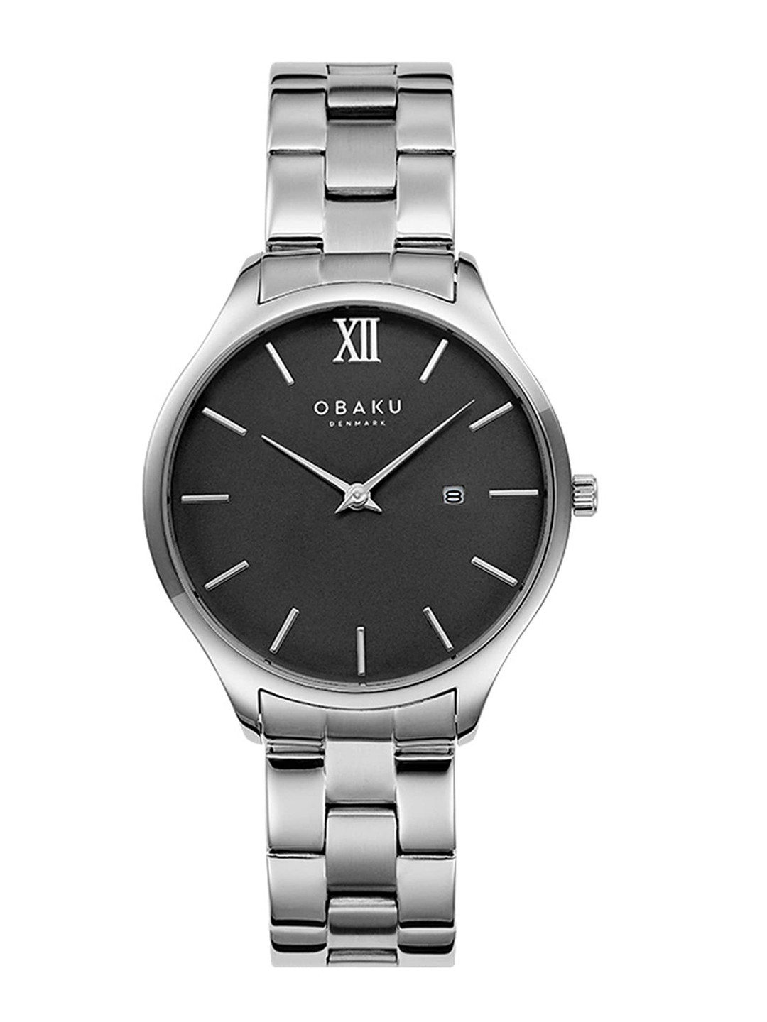 Obaku Women Grey Brass Embellished Dial & Silver Toned Stainless Steel Bracelet Style Straps Analogue Watch