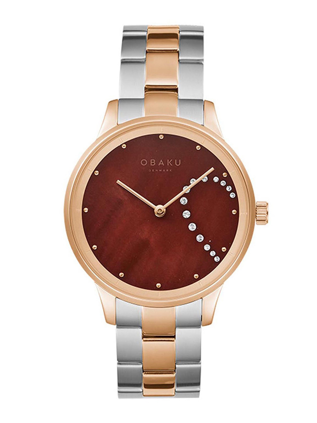 Obaku Women Brown Brass Printed Dial & Multicoloured Stainless Steel Bracelet Style Straps Analogue Watch