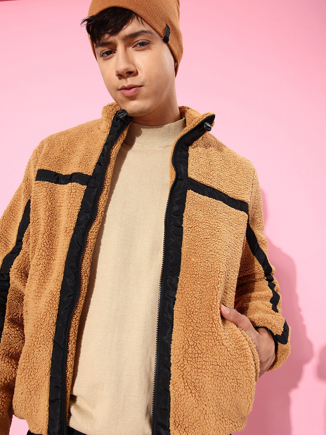 The Roadster Lifestyle Co. Men Striped Long Sleeves Mock Neck Tailored Jacket