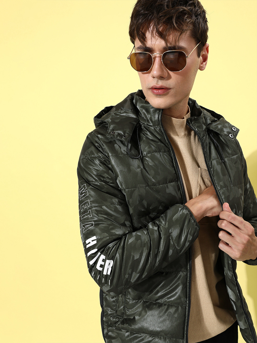 The Roadster Life Co. Men Camouflage Hooded  Padded Jacket