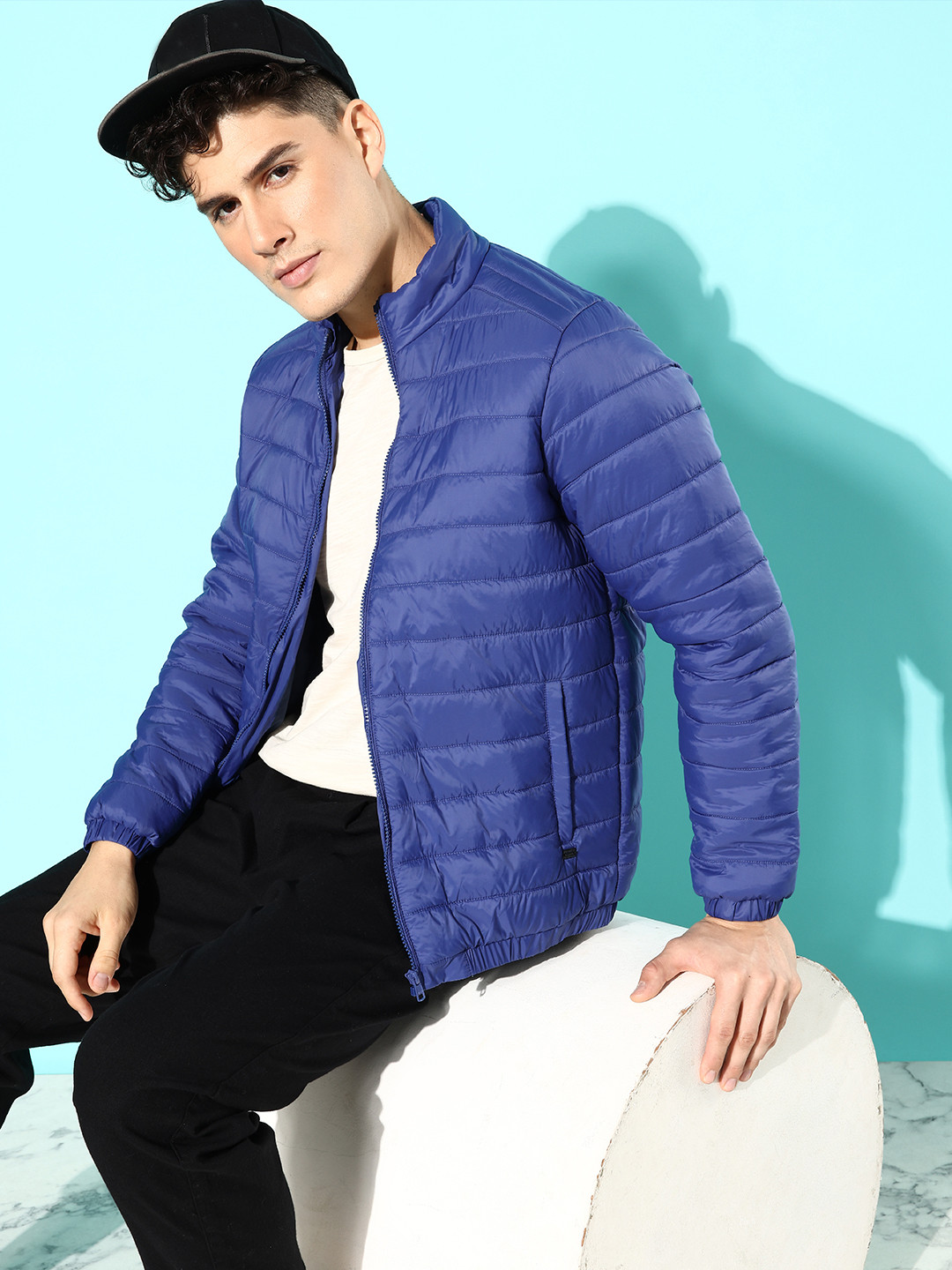 Roadster Men Bright Blue The Great Outdoors Quilt to Last Padded Jacket