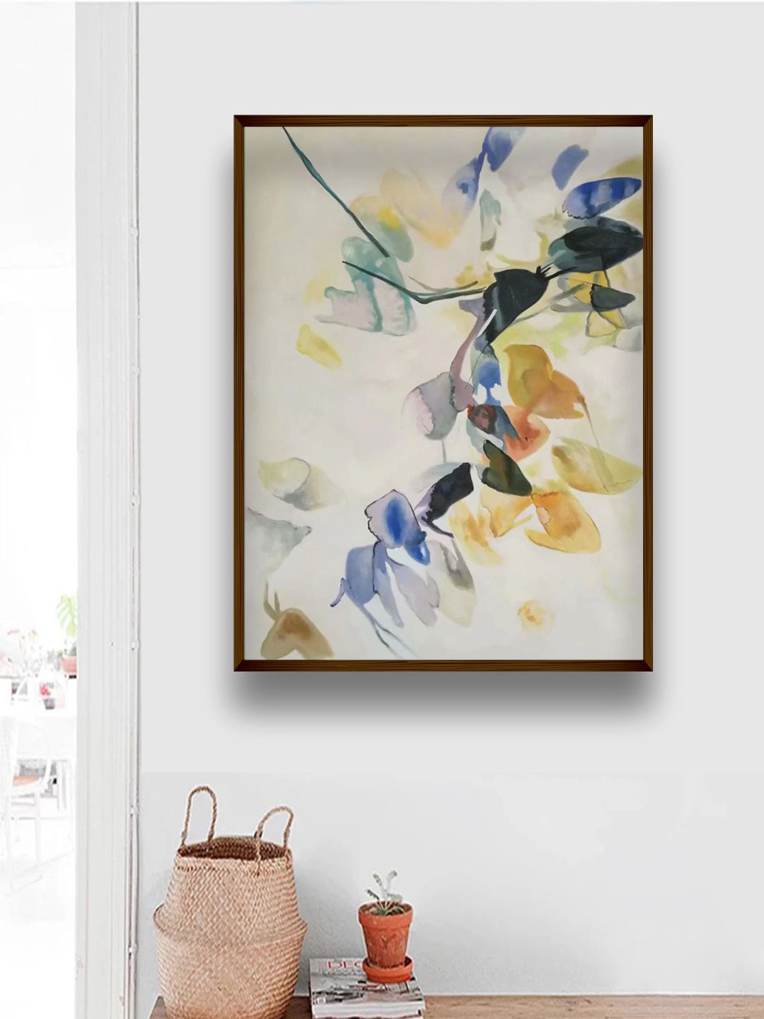 The Art House White & Blue Abstract Wall Paintings