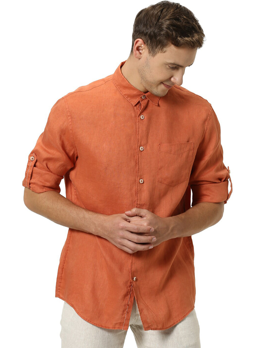 Celio Men Rust Casual Shirt