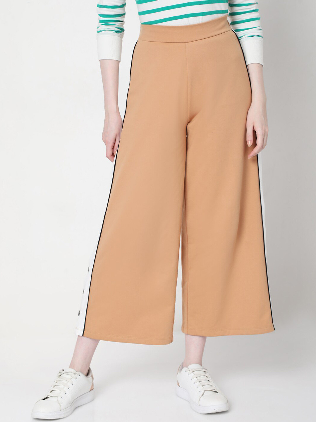 Vero Moda Women Brown High-Rise Joggers Trousers