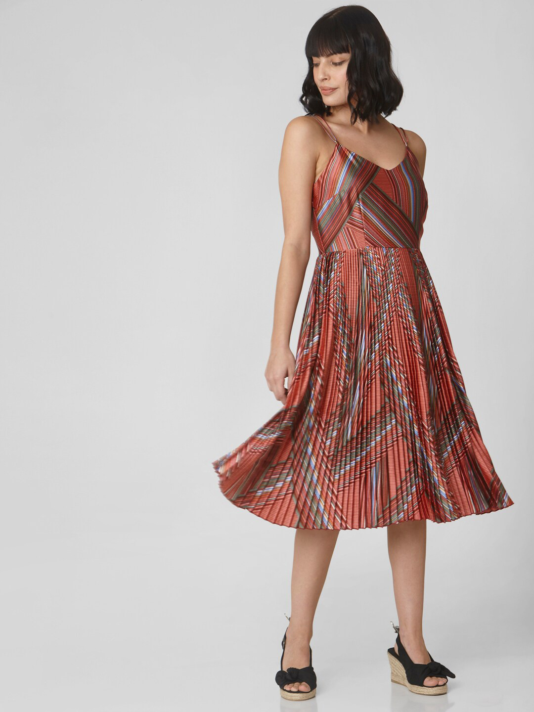 Vero Moda Brown Floral Halter Neck Midi Dress