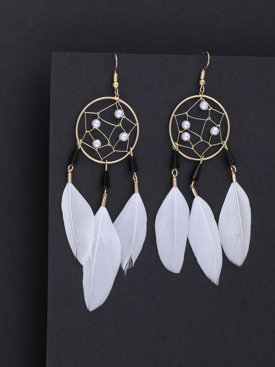 Silver Shine White Contemporary Drop Earrings