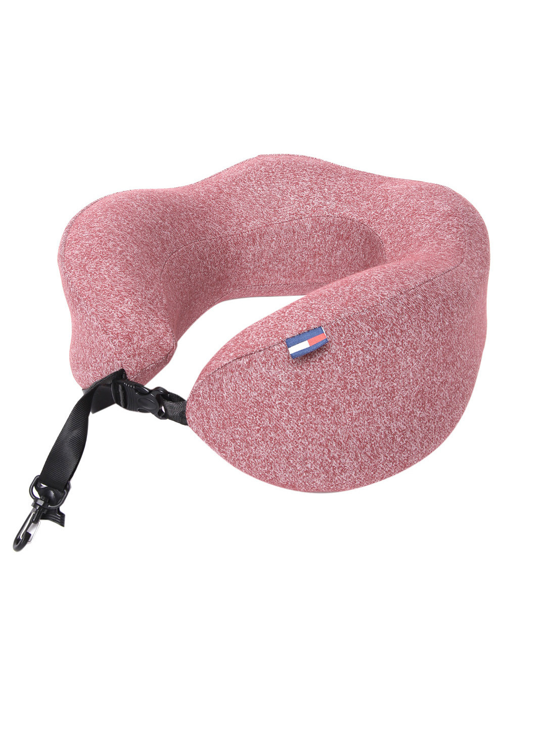 Tommy Hilfiger Red Solid Polycotton Adjustable Firm Memory Foam Travel Pillow-27 x 13 x 28 cm