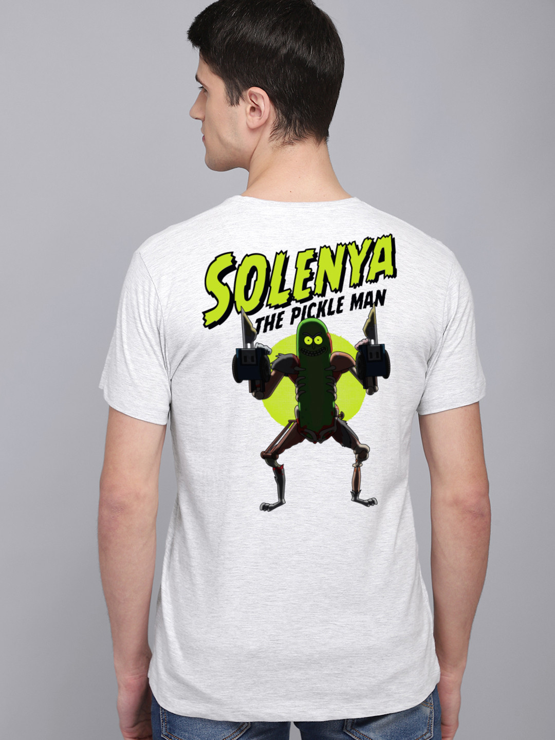 Free Authority Men Grey Rick & Morty Front And Back Printed T-shirt