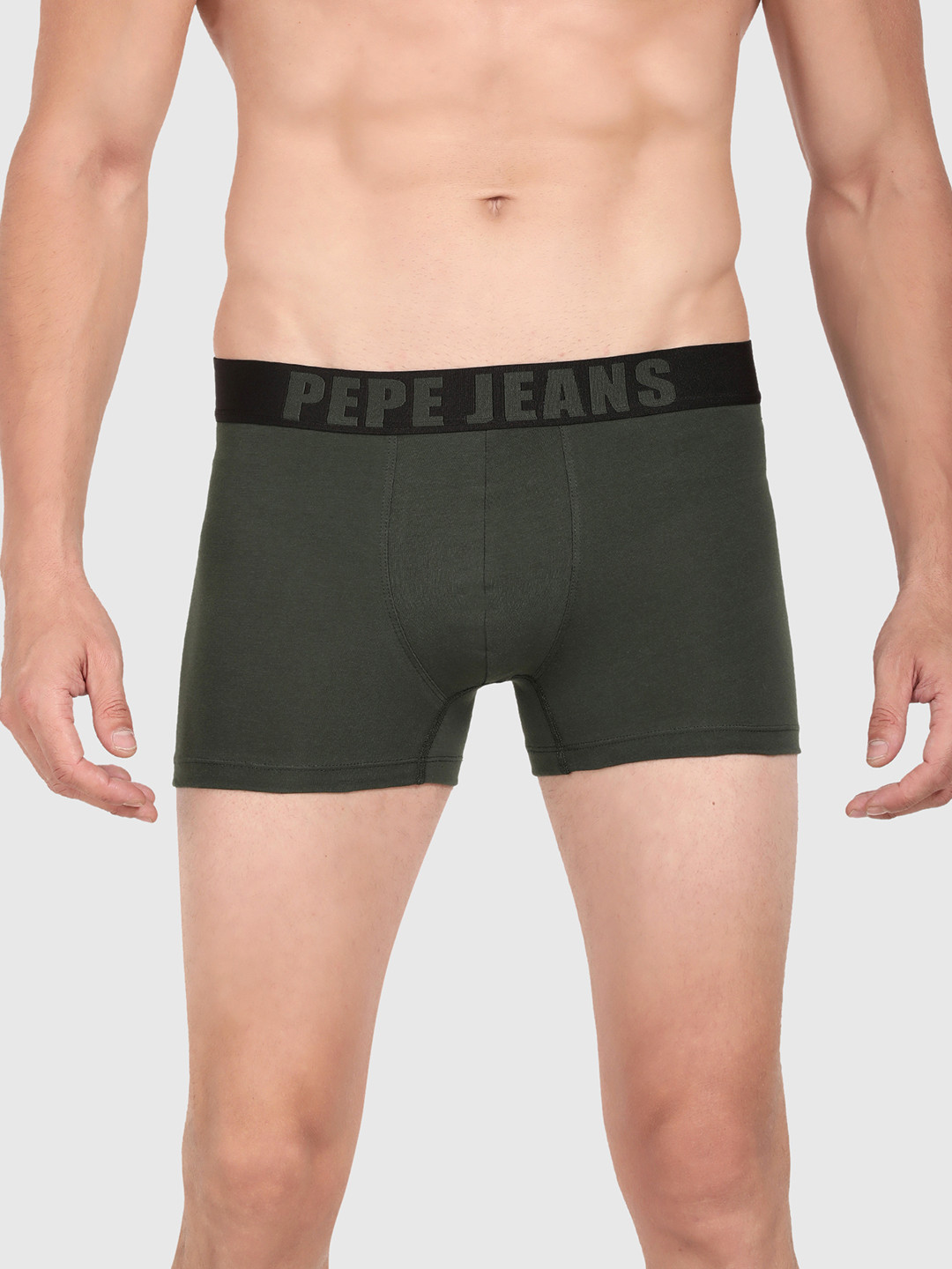 Pepe Jeans Men Green Solid Cotton Trunk OPT01-KOMBU GREEN-S