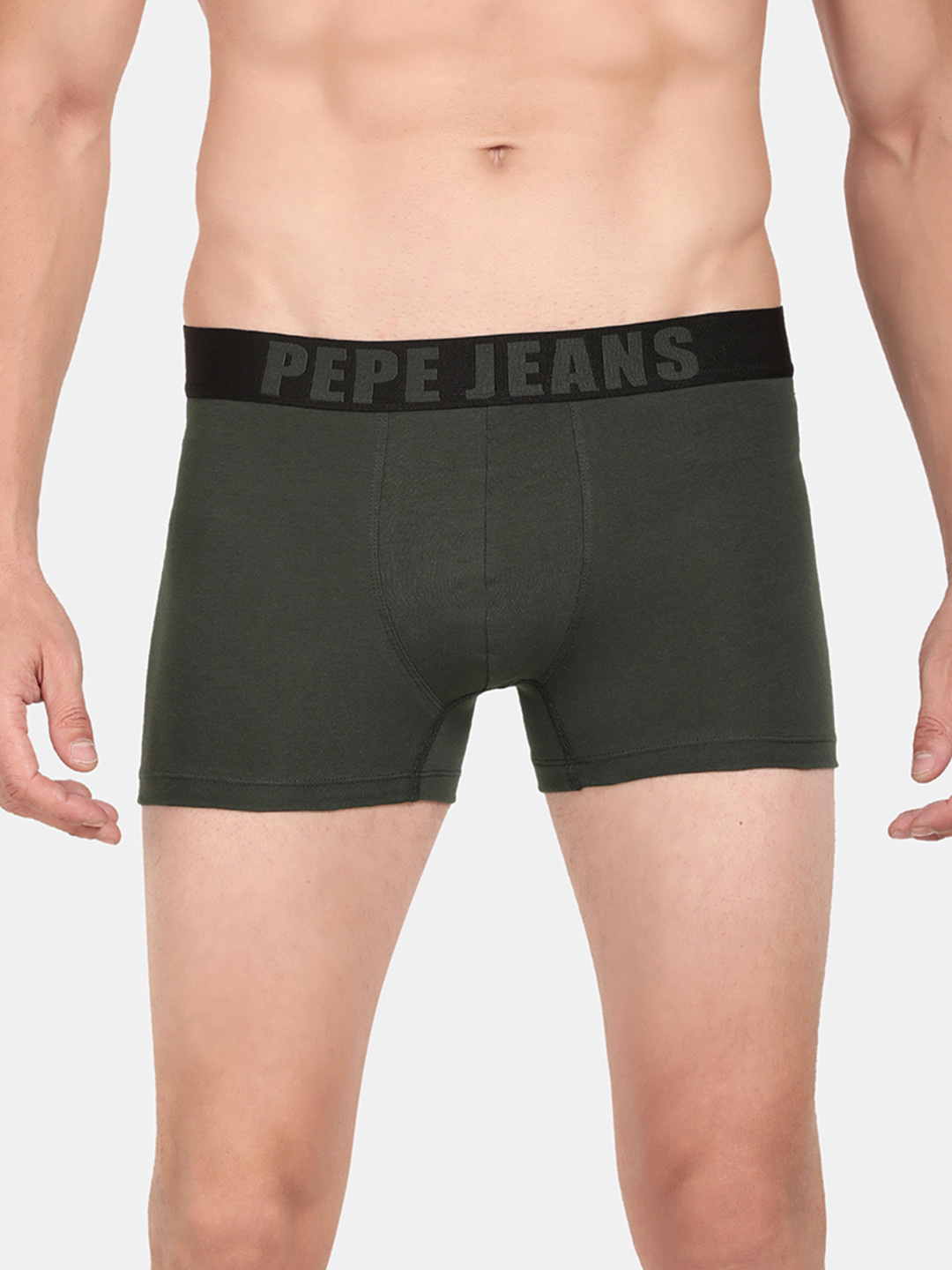 Pepe Jeans Men Green Solid Cotton Trunk OPT01-KOMBU GREEN-XL