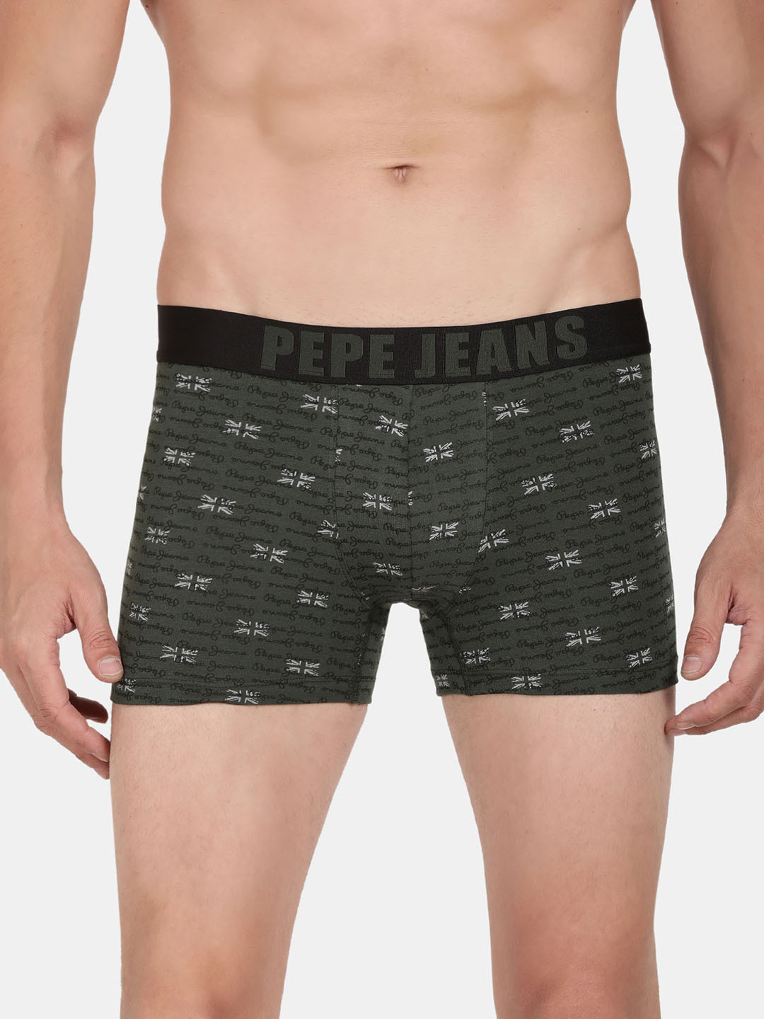 Pepe Jeans Men Green Printed Cotton Trunk-OPT01-P-KOMBU GREEN AOP-S