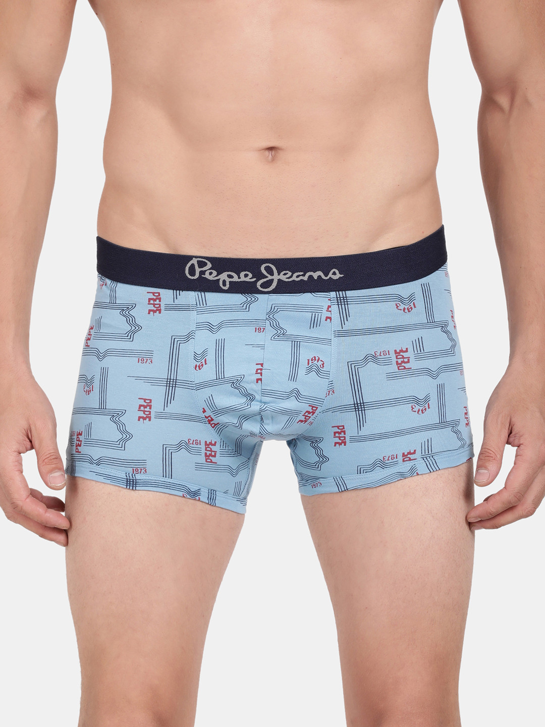 Pepe Jeans Men Blue Printed Cotton Trunk CLT05-HERITAGE BLUE AOP-S