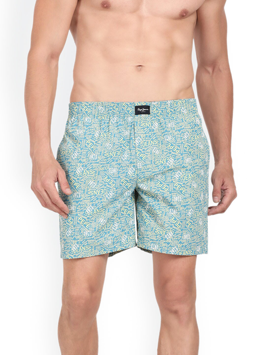 Pepe Jeans Men Blue & Yellow Printed Pure Cotton Boxers ATB02-VIVID BLUE AOP-S