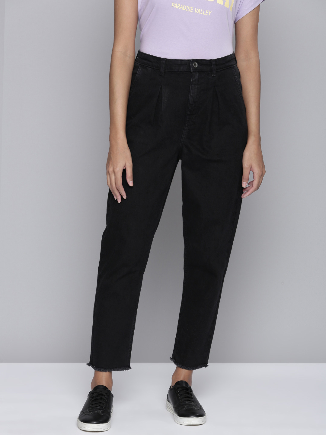 Flying Machine Women Black Boyfriend Fit High-Rise Stretchable Jeans