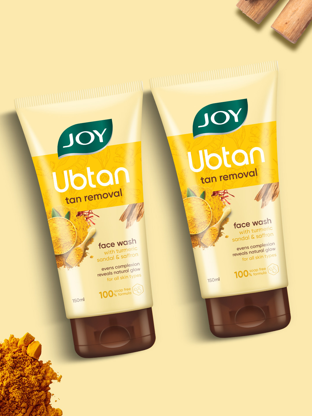 JOY Set of 2 Joy Ubtan Tan Removal Face Wash For Natural Glowing Skin 150ml Each