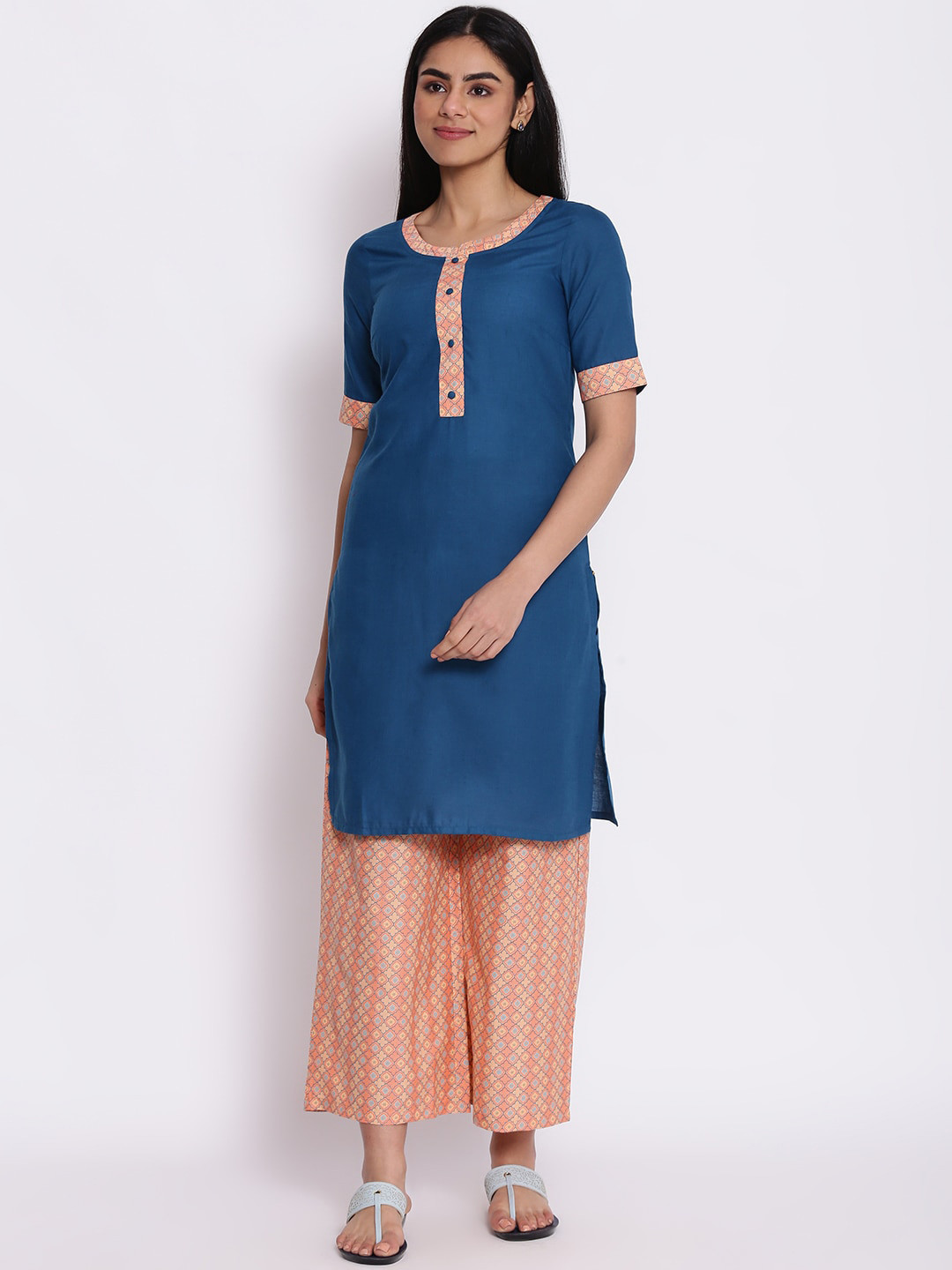 AURELIA Women Blue Kurta with Palazzos