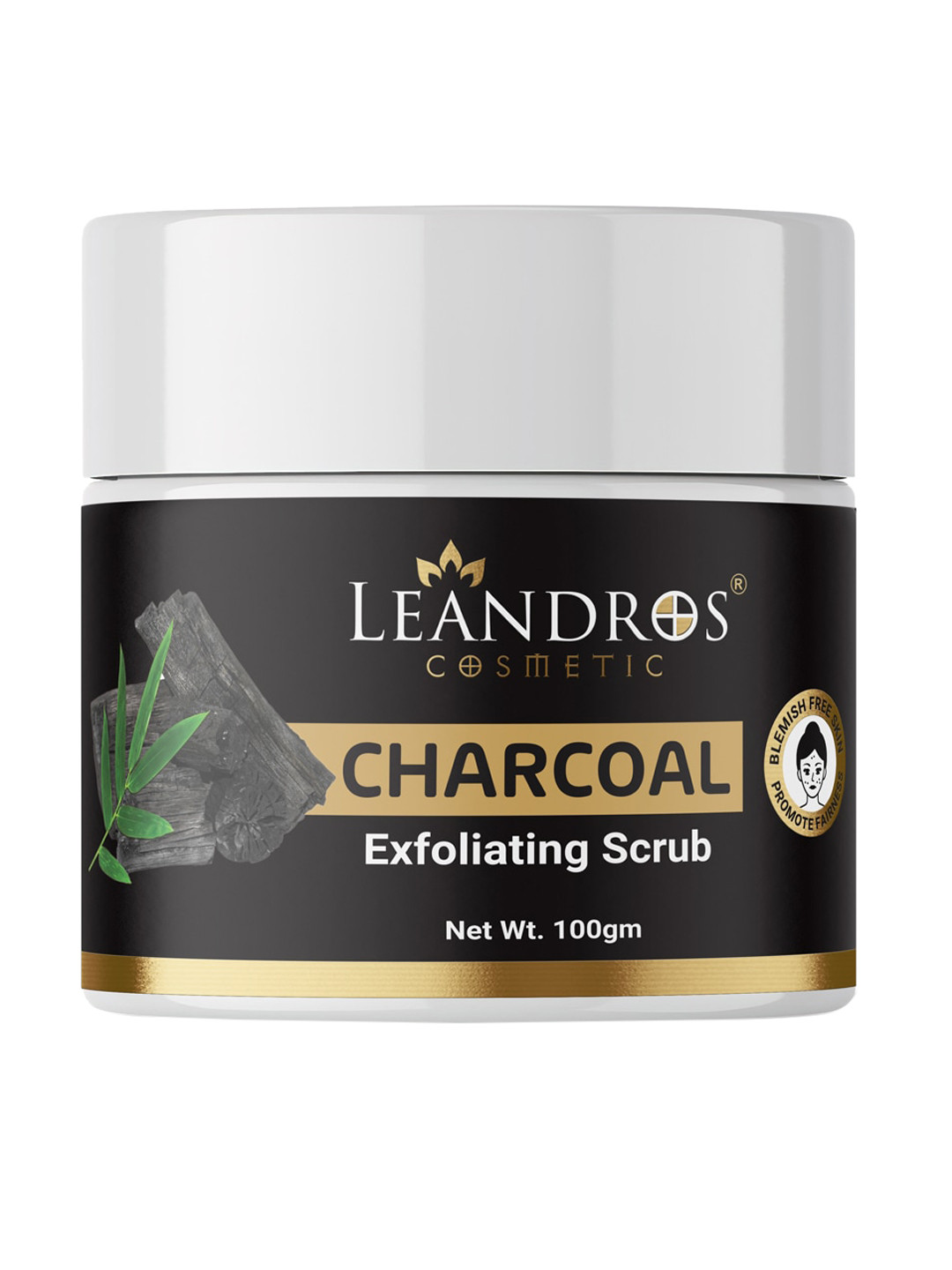 LEANDROS Charcoal Exfoliating Scrub for Blemish Free Skin & Blackhead Removal - 100g