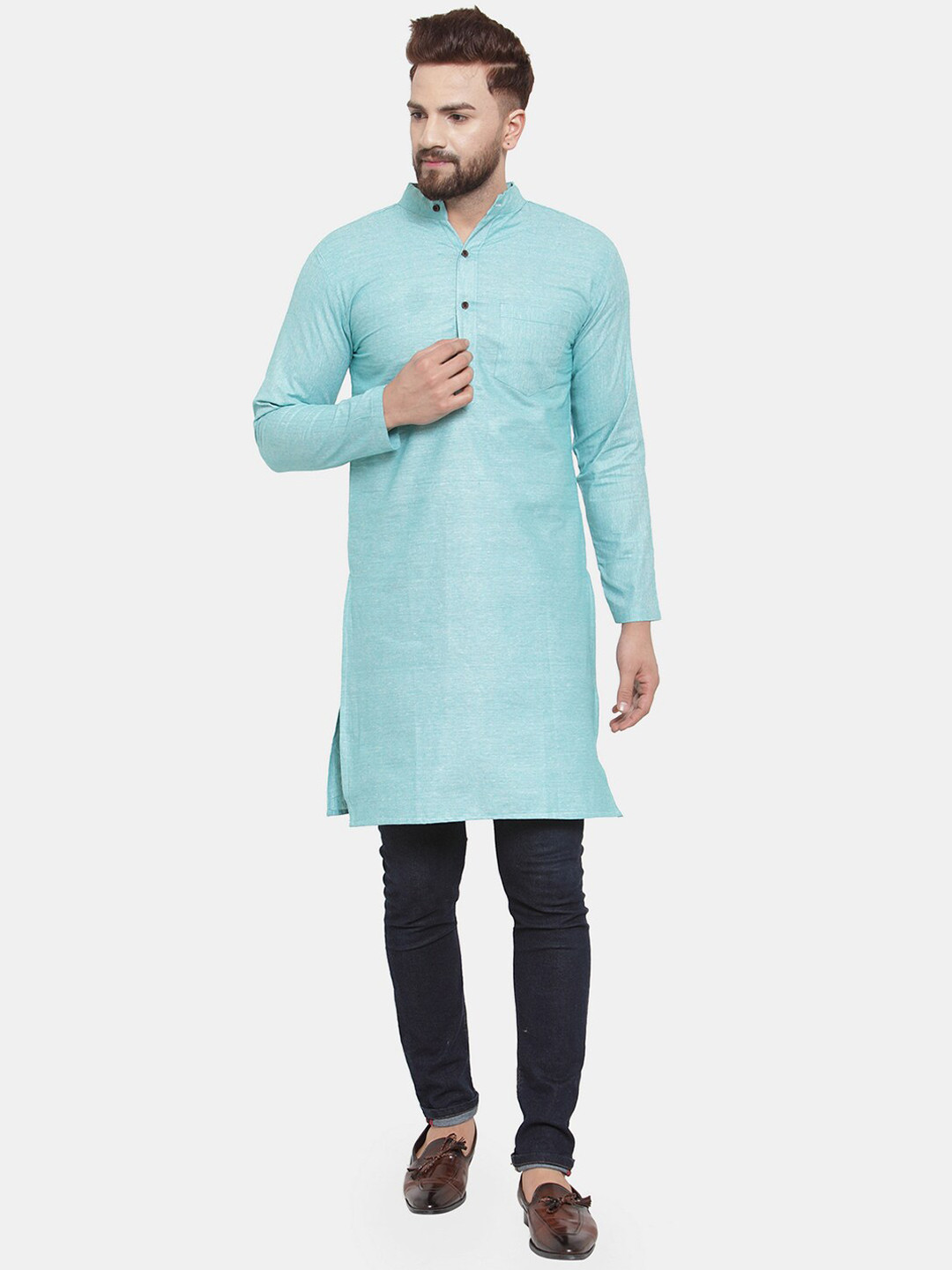 Sayesha Men Blue Cotton Kurta