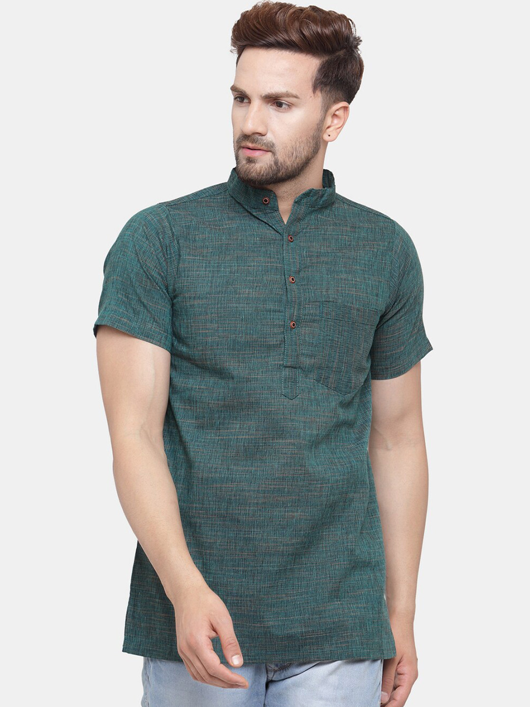 Sayesha Men Green Cotton Short Kurta