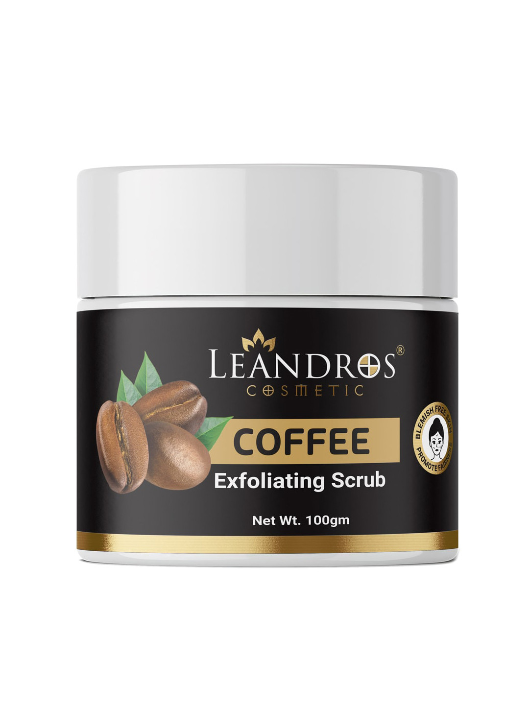 LEANDROS Coffee Exfoliating Scrub for Blemish Free Skin & Blackhead Removal - 100g