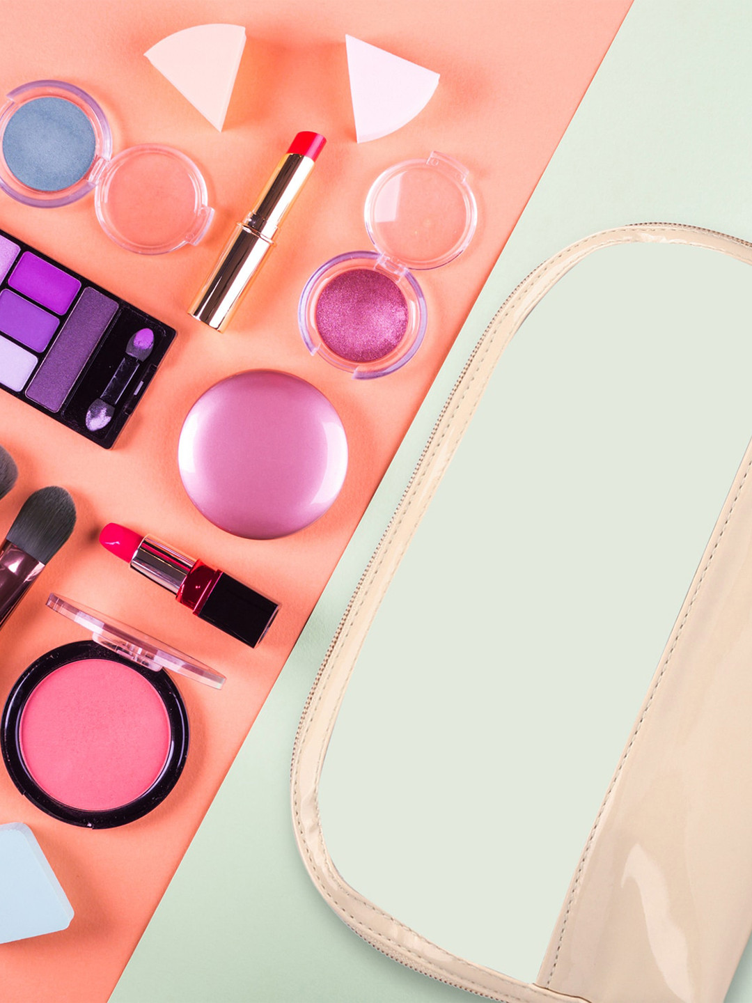 NFI essentials Women Set Of 2 Cream & Red Colored Solid Pouch Travel Accessory