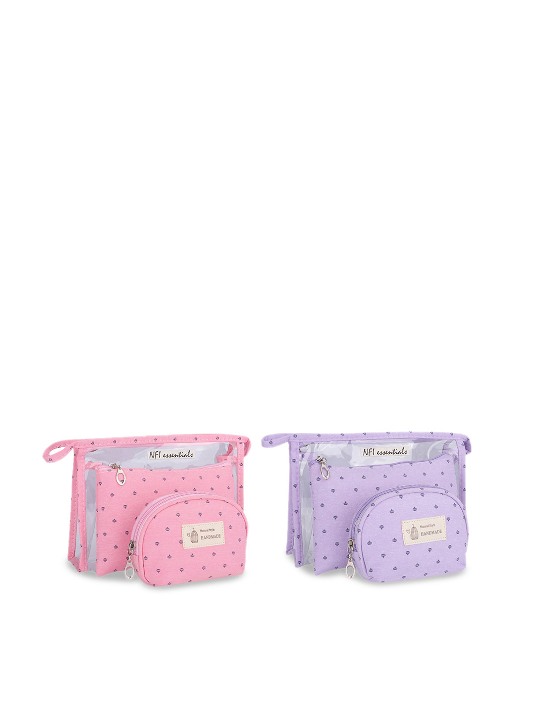 NFI essentials Set of 2 Purple & Pink Travel Makeup Pouch