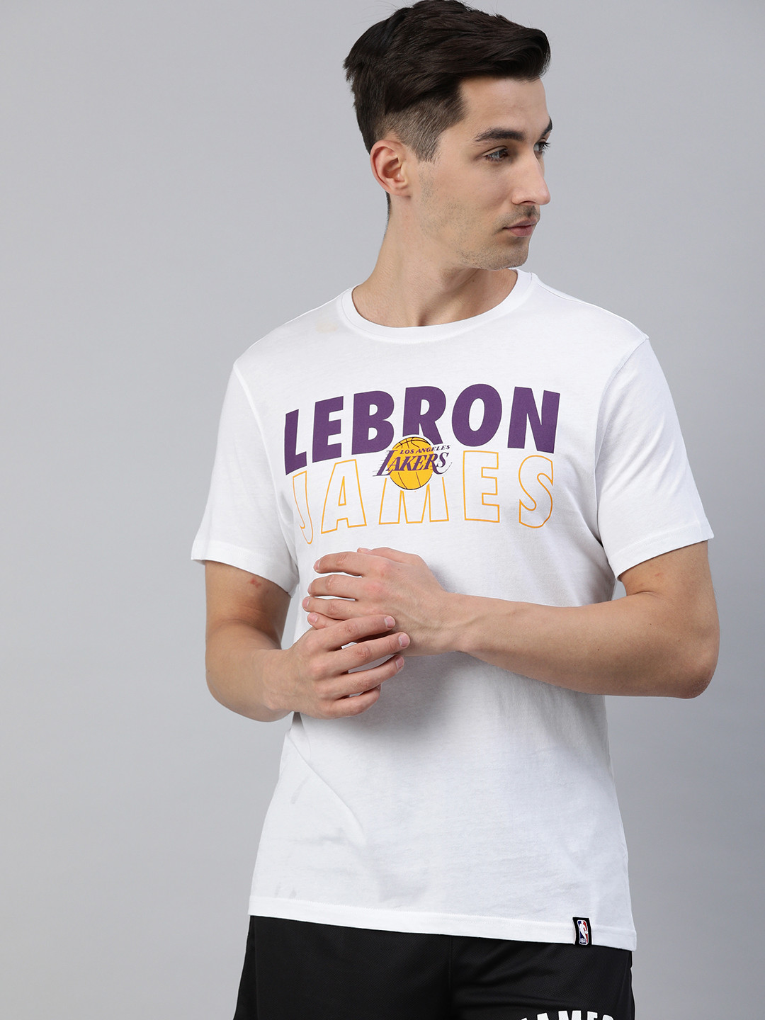 NBA Men White Los Angeles Lakers LeBron James Printed Basketball T-shirt