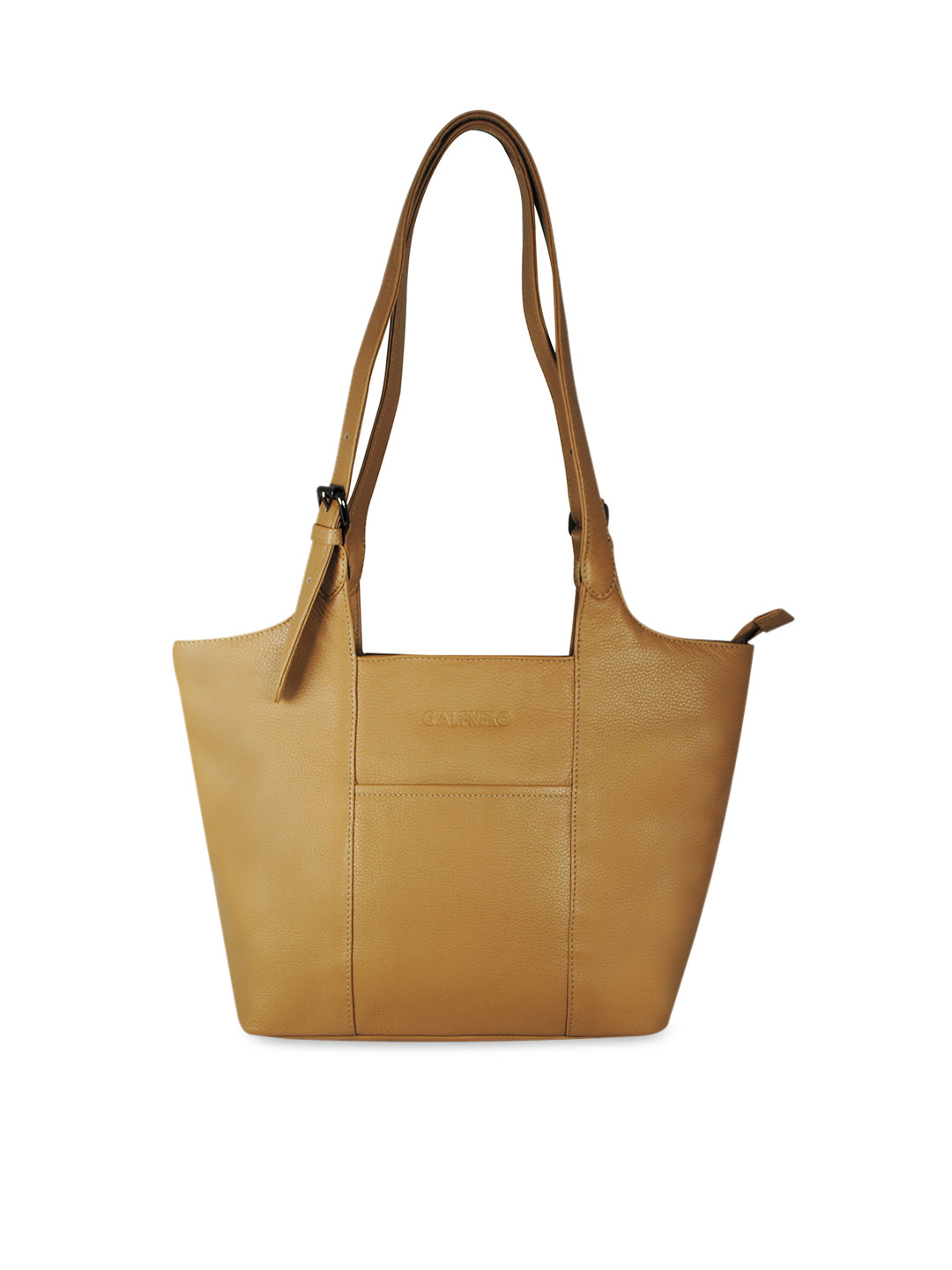 CALFNERO Tan Leather Structured Shoulder Bag