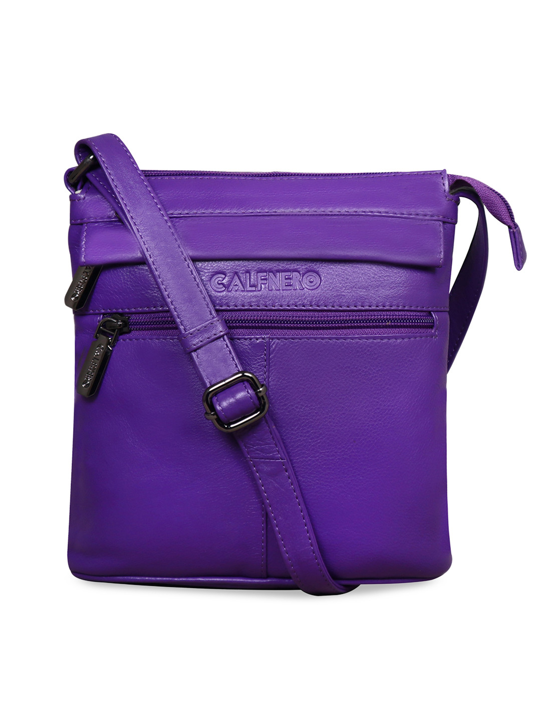 CALFNERO Purple Leather Structured Sling Bag